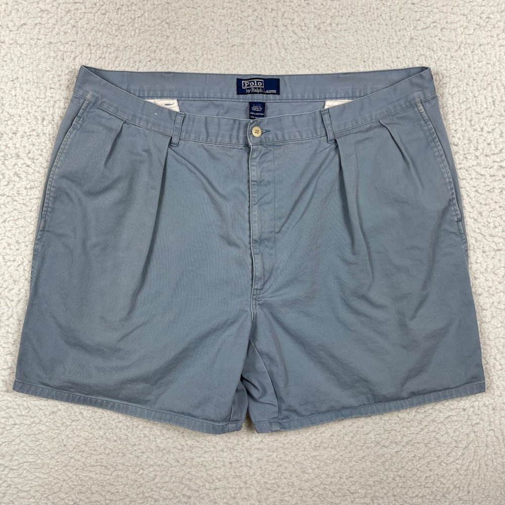 Polo Ralph Lauren Shorts Mens 42 (Fit 40) Blue Pleated Chino Preppy Old Money